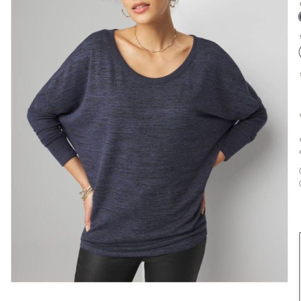 NWT White House Black Market Long Sleeve Ribbed Top  Blue  size small